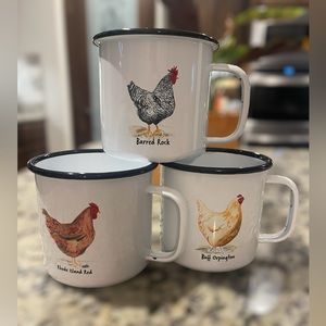 Enamel Hen Coffee Mugs